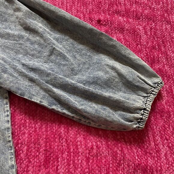 Something Navy Chambray Ruffle Shirt Blue Size XXL - Picture 6 of 12